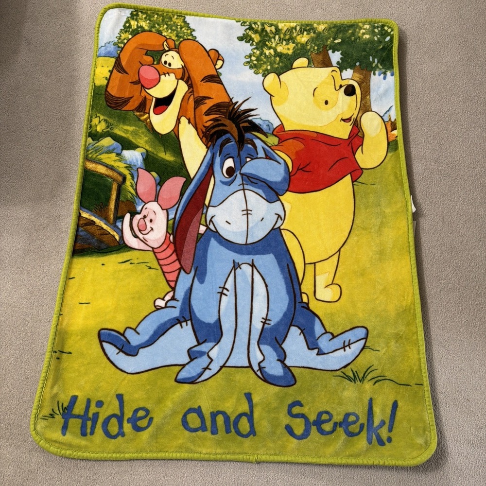 Disney Winnie The Pooh and Friends Throw Blanket Hide and Seek Soft Cuddly 4'x3'